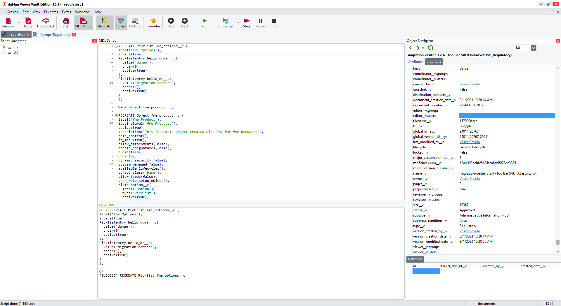 Screenshot | dqMan version to administer Veeva applications | 03